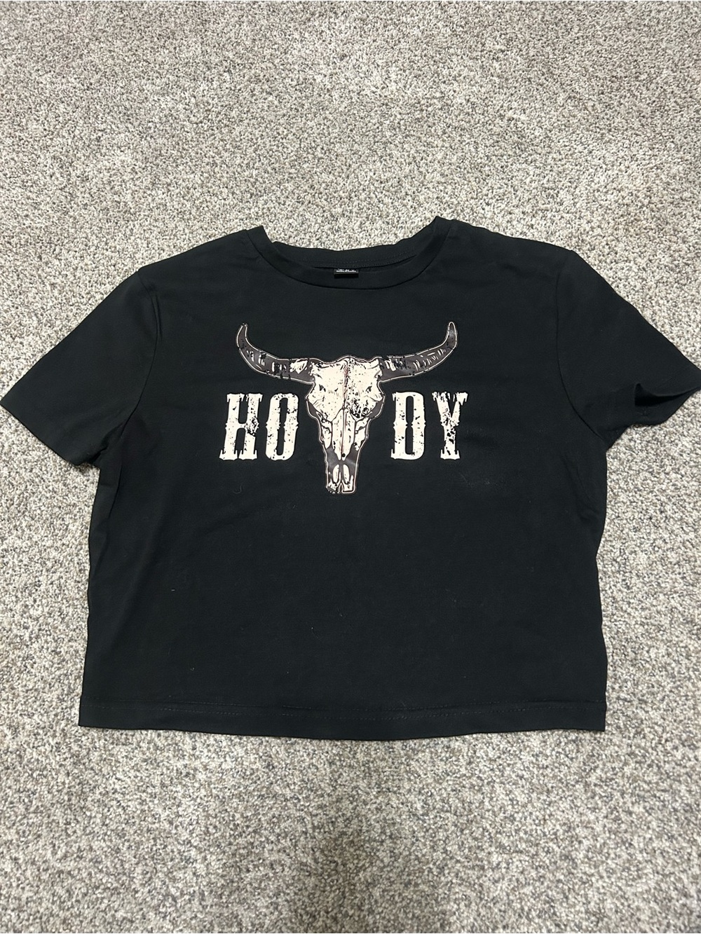 Howdy Skull Graphic Crop Tee - Black
